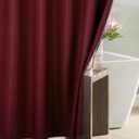Red Extra Long Shower Curtain: Burgundy 84 Inch Long Waffle Weave Heavy Duty Fabric Shower Curtains for Bathroom - 256 GSM Water Repellent Washable Thick Polyester Cloth Bath Curtain - 72x84