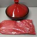 Uno Casa Tagine Pot - 3.65-Quart Moroccan Tajine with Enameled Cast Iron Base and Ceramic Cone-Shaped Lid, High-Quality Cookware- Red Double Oven Mitts Included