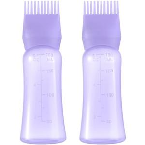 Root Comb Applicator Bottle 6 Ounce Hair Oil Applicator for Hair Dye, Hair Oiler Comb Bottle with Graduated Scale, 2 Pack
