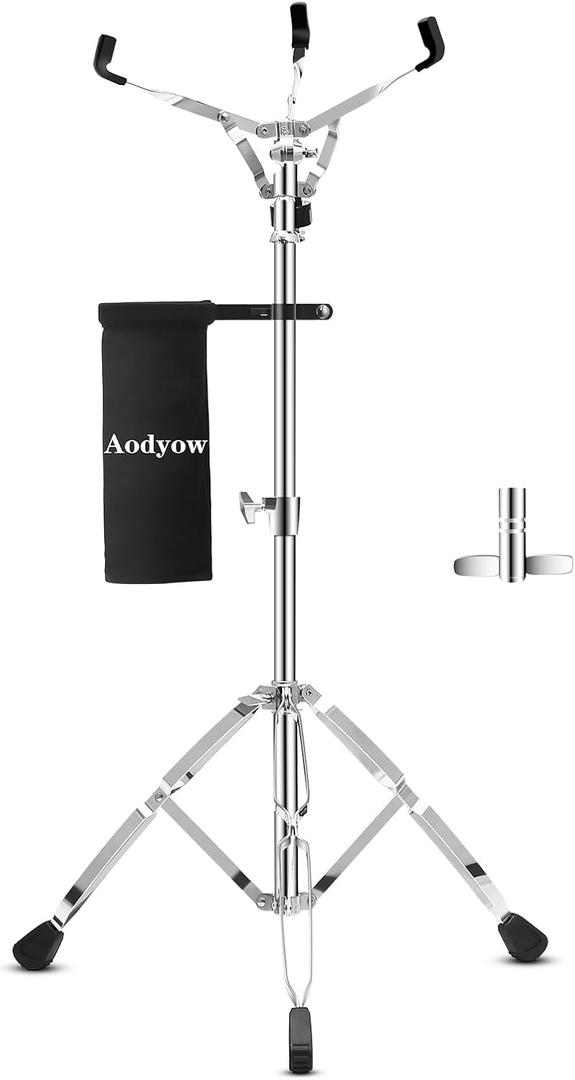 Snare Drum Stand with Drum Sticks Holder,Concert Double Braced Tripod Snare Stand Fit for Extended Height 31.5"-47", Practice Pad Stand for 10-14 Inches Drum Pad, Snare Drum for Drum Beginners