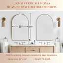 ANDY STAR Arched Mirror, 22" x 35" Gold Bathroom Mirror in Stainless Steel Metal Frame, Arch Top Rounded Corner 1" Deep Set Design Wall Mount Hangs Vertical