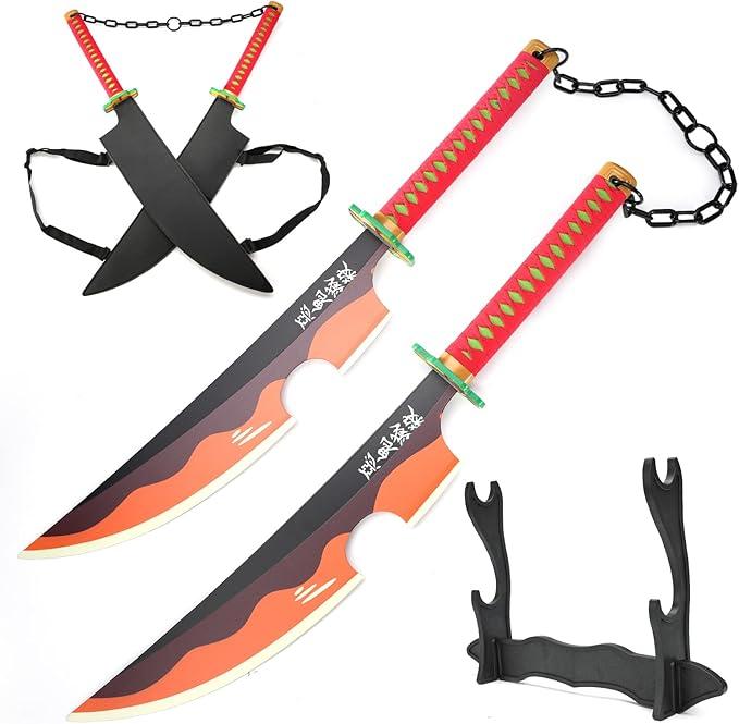 Cold Blade Demon Katana - 41 Inch Anime Replica with Belt and Stand - Durable Sword Perfect for Cosplay - Nichirin Sword with Authentic Design