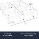 Amazon Basics Platform Bed Frame Full, Foldable Metal, Tool-Free Setup, 14 Inches High, White