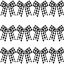 WILLBOND 12 Pieces Buffalo Plaid Bows Burlap Decorative Velvet Bows for Wreaths for Gift Wrap Christmas Party Decoration(Black and White,4 x 4 Inch)