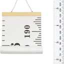 Kids Growth Chart, Wood Frame Fabric Canvas Height Measurement Ruler from Baby to Adult for Child's Room Decoration 7.9 x 79in (7.9 x 79in, White & Black)