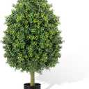 Giegxin 3ft Artificial Boxwood Topiary Trees Fake Bushes Potted Plants Indoor Evergreen Shrubs with Sturdy Planter for Front Porch Home Yard Decor