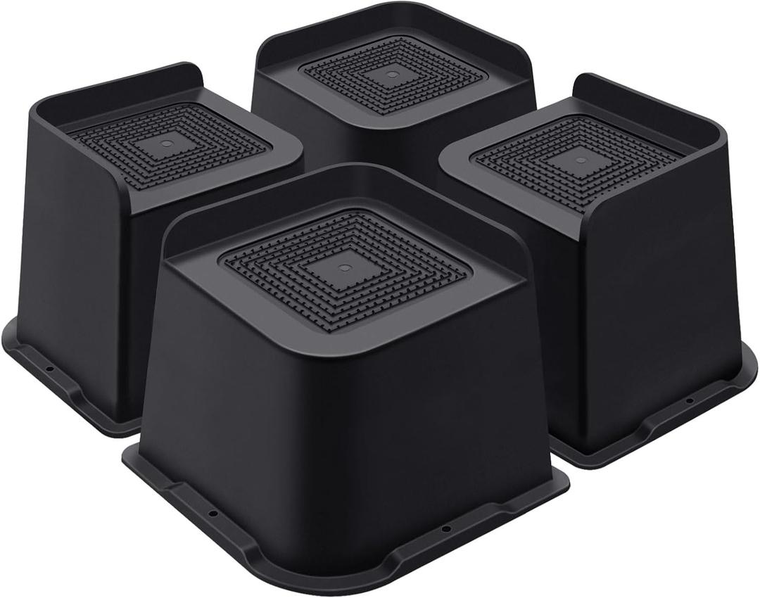 ANNKUT Bed Risers 4 Inch Heavy Duty, Furniture Risers for Bed Desk Table Sofa CouchOversized Bed Lifts Risers, Support up to 5000 Lbs(4 Pack Black)