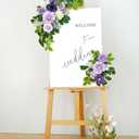 Wedding Decor Pack of 2 Welcome Sign Flower Backdrop Garland for Ceremony Reception Wall Easel Home Decoration Entryway Faux Outdoor Board Head Table Decor Lilic & Cream
