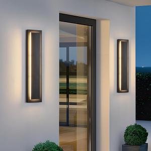 tewei 23.6 Inch Modern Outdoor Wall Sconce, Long Black LED Exterior Lighting Fixtures, Modern Large Outdoor Front Porch Lights Outside Wall Mount Lights for House, Warm White 3000K, 2 Pack