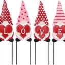 hogardeck Valentines Day Decorations Outdoor, 4 Pcs Metal Gnomes Decorative Garden Stakes for Valentines Day Decor, Yard Sign with Love Garden Decor for Home Outside Lawn Porch Anniversary Wedding (Red)
