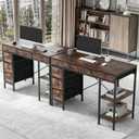 Simple Deluxe Computer Desk with 6 Drawers, 47 Inch Office Workstation with Storage Shelves, Reversible Corner Gaming Table, Home Office Study Desk with Fabric Organizer, Rustic Brown, 47''Lx18''W