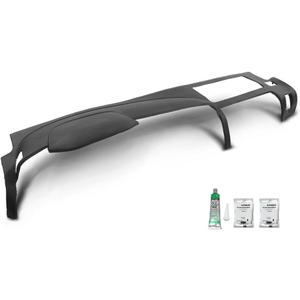 DOTCOM TPE Dash Cover Dashboard Panel Compatible with Chevy Silverado/GMC Sierra 2007 2008 2009 2010 2011 2012 2013, Fit Dual Glovebox Style Dashes Bezel BLACK