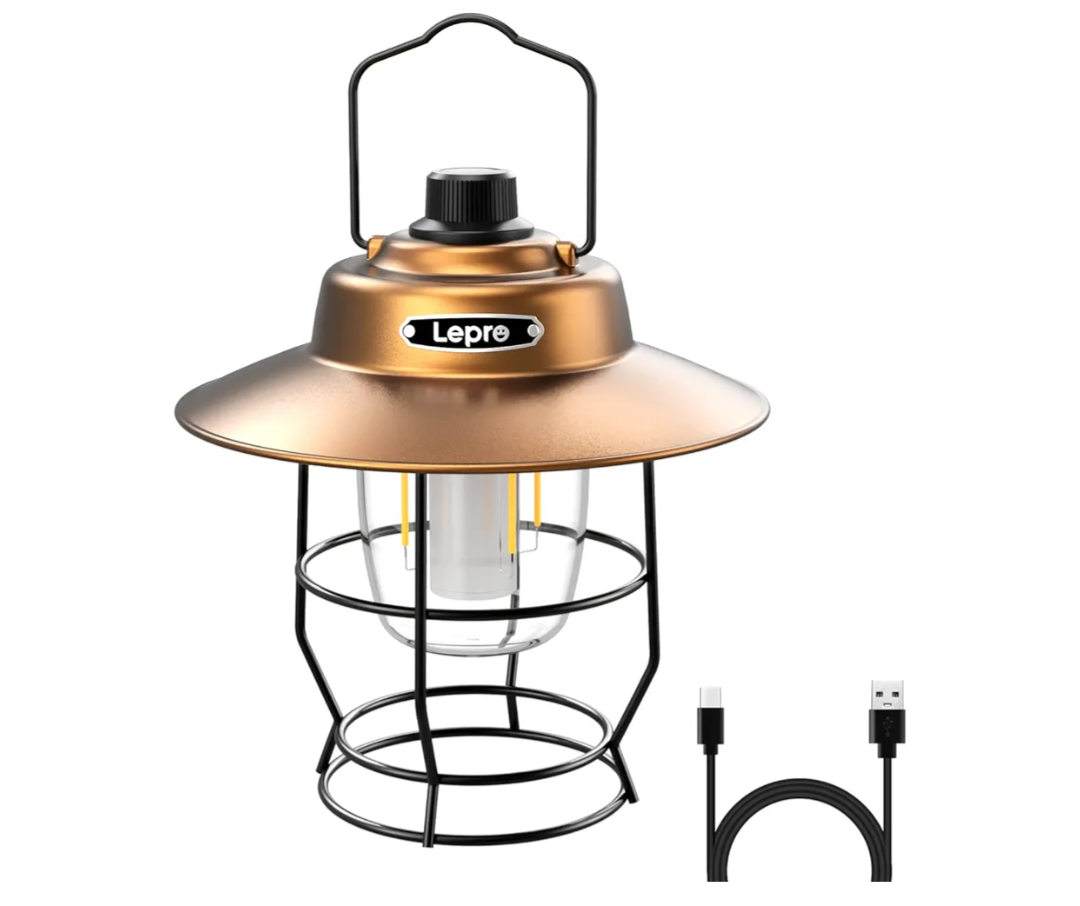 Lepro Vintage LED Camping Lantern Rechargeable, Power Bank, Christmas Decorations, Retro Style, Classic Railroad Lantern with Dimmable Control, Portable Hanging Tent Light for Camping, Power Outages