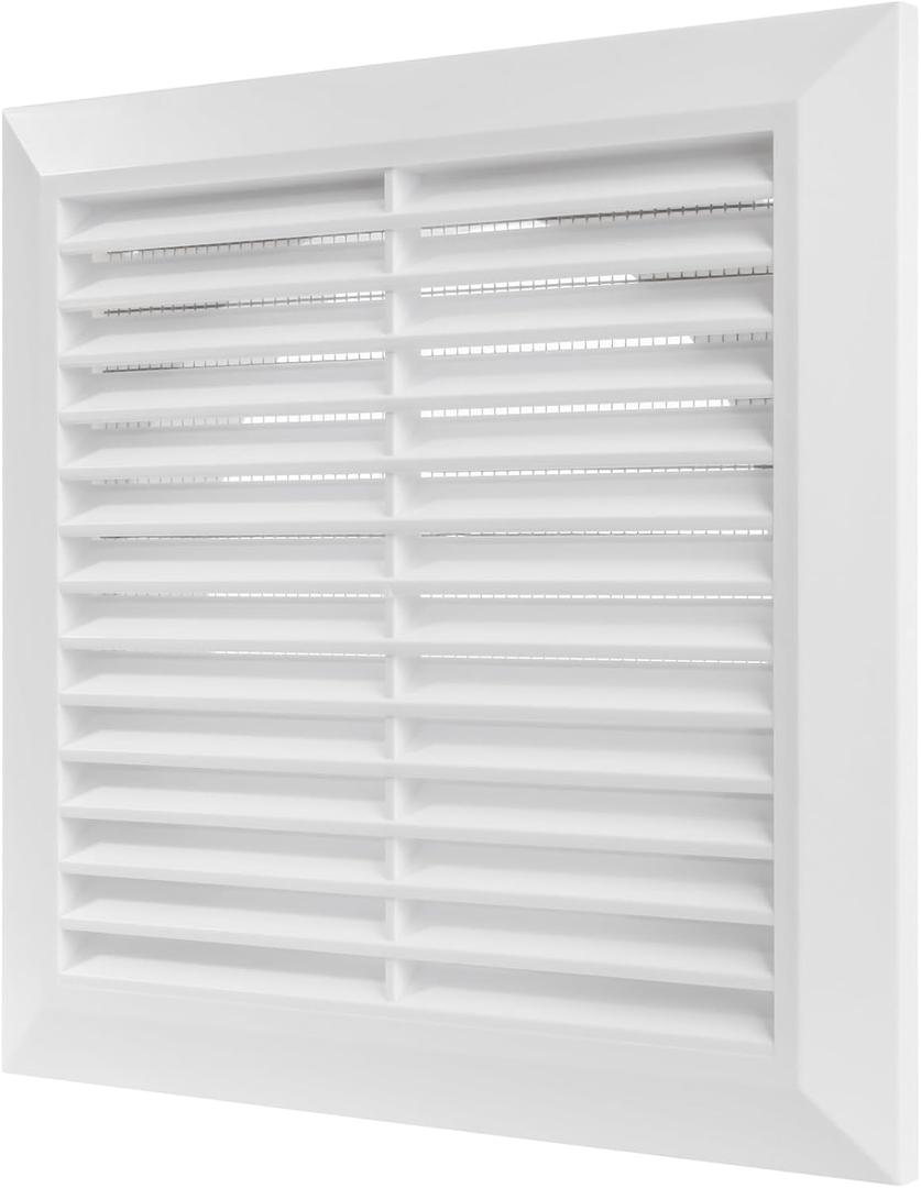 Vent Systems 6" Duct - 8" x 8" Outside Inch Air Vent Cover - Bathroom Exhaust Vents Pipe - White Louvered Outdoor Dryer Vent Cover - White 150 mm 200 x 200 mm (6" - White)