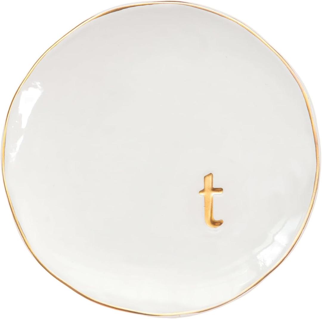 COLLECTIVE HOME - Ceramic Jewelry Tray, Decorative Trinket Dish for Rings Earrings Necklaces Bracelet Watch Keys, Birthday Mother's Day Christmas Gift for Women, 4.75", Glossy (t)