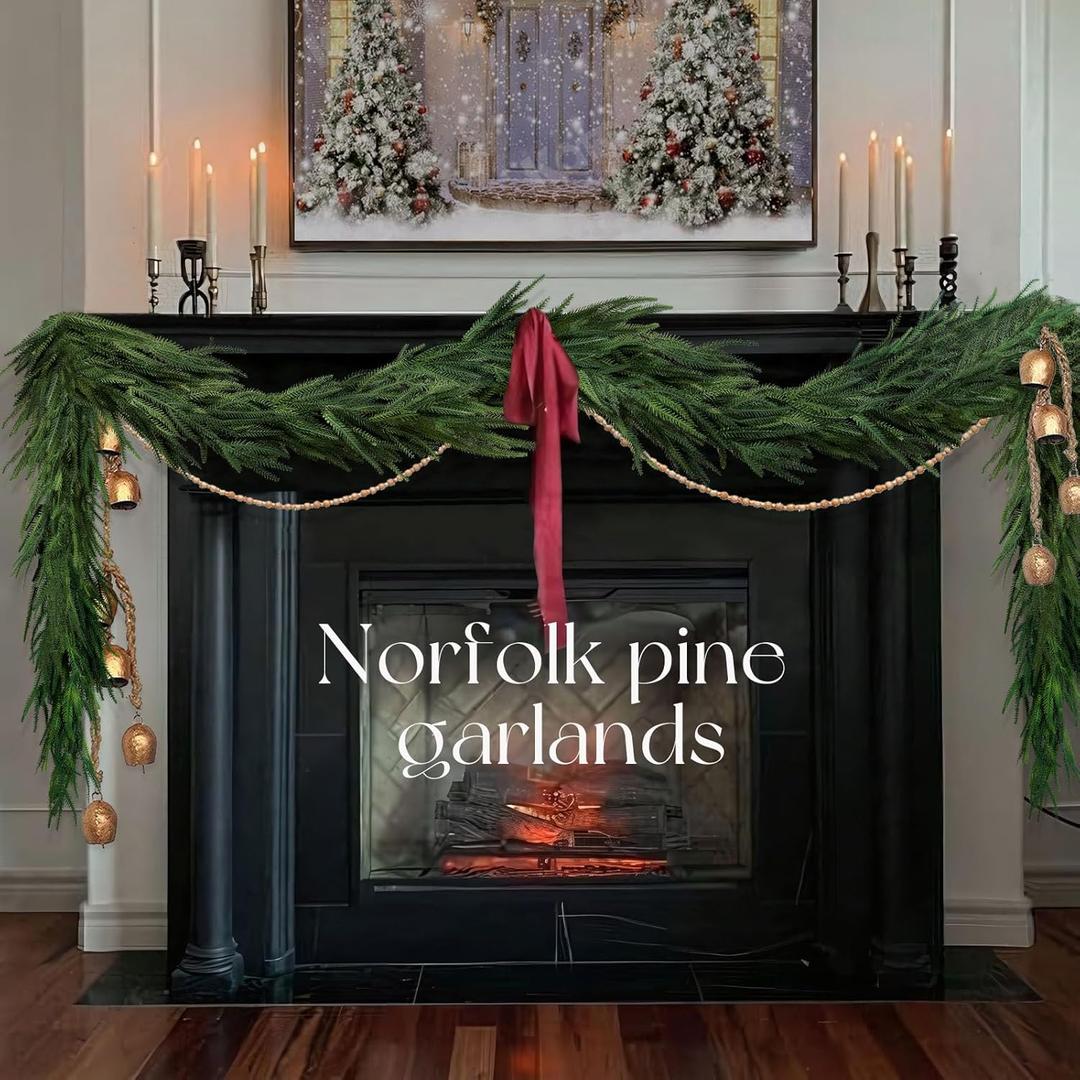 Christmas Decorations - 6 Ft Realistic Norfolk Pine Garland - Artificial Pine Greenery Garlands for Mantle Fireplace Stairs Railing Table Indoor Outdoor Front Door Porch Home Decor Christmas Decorations - 6 Ft Realistic Norfolk Pine Garland - Artificial Pine Greenery Garlands for Mantle Fireplace Stairs Railing Table Indoor Outdoor Front Door Porch Home Decor