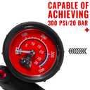 PRO BIKE TOOL Shock Pump for Mountain and Road Bikes - High Pressure 300 PSI Bike Shock Pump - Ideal for Front Fork and Rear Suspension Air Shock - No Leak Valve and T-Handle Design - Industrial Gauge