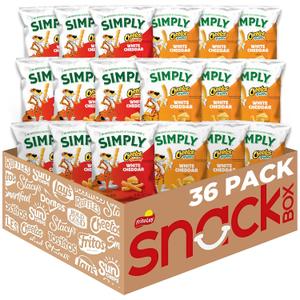 Simply, Cheetos White Cheddar Puffs & Crunchy Variety Pack, 0.875 Ounce (Pack of 36) (EXP 12/01/26)