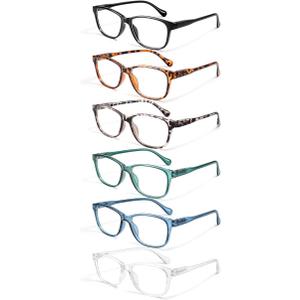 Gaoye Reading Glasses Women or Readers Men 6 Pack Stylish Blue Light Blocking Computer Eyeglasses - Ease Blurry Vision