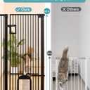 No Pawblems 55" Extra Tall Pet Gate with Adjustable Cat Door, 29-43" Auto Close Dog Gate, NO Drilling Pressure Mounted for Doorways/Hallways, 1.37" Narrow Bar Spacing, Black