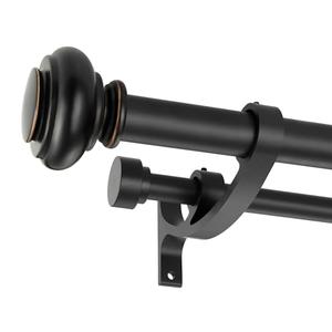Double Curtain Rods 36 to 72 Inches with Solid Aluminum Alloy Brackets, 1 Inch Adjustable Drapery Rod, Heavy Duty Dual Curtains Rod for Window, Sliding Door, Bedroom Decoration, Matte Black
