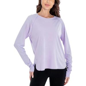 Womens Long Sleeve Shirts Workout Gym Top Activewear Running Hiking Athletic Exercise Shirt Rash Guard (Purple, XL)