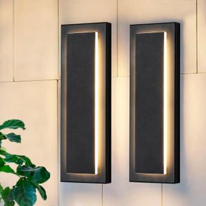 15.7 in Outdoor Wall Sconce Light, Modern Exterior Lights Fixture, Outdoor Porch Lights for House, Patio, Outdoor Wall Lighting,3000K Warm White, 12 W 2 Packs