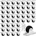 Maitys 48 Pcs 1" Small Casters Wheels Mini Rigid Non Swivel Fixed Castor Wheels with Metal Top Plate for Furniture, Small Appliances with Screws(Black)