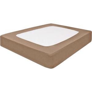 Taupe Box Spring Cover King Size - 100% Cotton Blend Elastic Wrap Around 4 Sides Fits King Size Beds, Soft, Washable - Bed Skirt Alternative Bed Frame Cover Taupe