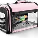 Bird Carrier Bag Bird Travel Cage with Stand, Lightweight Backpack for Parrot, Portable Bird Travel Bag, Pet Transparent Breathable Travel Cage, Pink