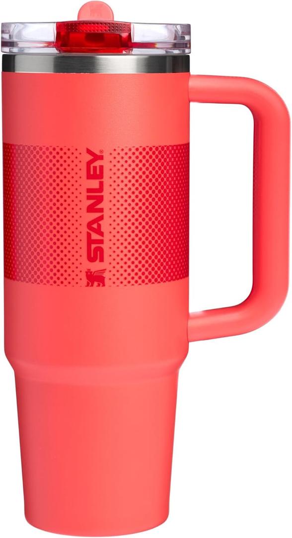 STANLEY Quencher ProTour Flip Straw Tumbler with Leakproof Lid | Built-In Straw & Handle | Cupholder Compatible for Travel | Insulated Stainless Steel Cup | BPA-Free (30 Ounces, Hot Coral Fade)