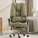 Big and Tall Office Chair 400lbs Wide Seat, Leather High Back Executive Office Chair with Foot Rest, Ergonomic Chairs Lumbar Support for Lower Back Pain Relief (Mesh Light Green)