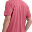 VEBOON Men's Short Sleeve Button Down Shirts Cotton Lightweight Stretch Moisture Wicking Dress Shirt with Pocket (Pink, M)