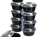 GoodCook 4-Cup Meal Prep Bowls Set with Lids and Dressing Cup, Microwavable Food Storage Containers for Meal Prepping, Set of 10, Black