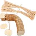 200 Pcs 2.4 Inch Quatrefoil Wooden Tags with Jute Crafts Unfinished Wood Gifts Tags (2.4X 2 in)
