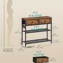 SONGMICS Console Table with Power Outlets and LED Lights, 2 Fabric Drawers, 11.8"D x 30.2"W x 31"H