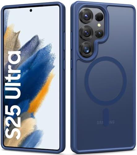 BXYJY for Samsung Galaxy S25 Ultra Magnetic Case, Slim Compatible with MagSafe & Wireless Charging, Military Grade Drop Proof, Translucent Silicone Men Women Protective Case for Galaxy S25 Ultra, Blue