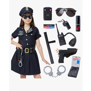Spooktacular Creations Girl Police Costume, Toddler Police Officer Costume Set, Cop Outfit for Kids Halloween DressUp Party XL