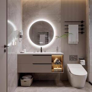 24inches Round LED Mirror,samrt Mirror for Bathroom, Light,Anti- Fog,3 Colors Dimmable,Front and Backlit,CRI90+,Touch Button