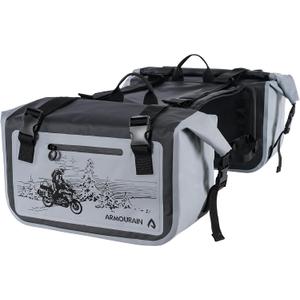 Motorcycle Side Bag 50L (25L*2) Trunk Seat Bag Saddle Bag Motorcycle Accessories (Grey), Large