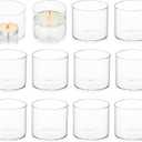Floating Candle Tea Light Holders - Clear Glass Votive Tealight Candle Holder as Candlelit Dinner Wedding Party Events Birthday Reception Centerpiece Accessories, Holiday Decor, 10pcs+Extra 2