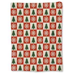 Christmas Tree Pattern Blanket, Soft Lightweight Flannel Red Green Checkered Throw Blanket for Couch, Bed, Travel & Decor, Cozy Warm Fuzzy Blankets for Adults Women Girls 50×40 in