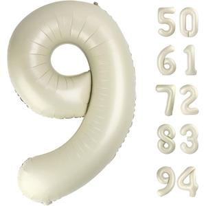 Cream 9 Balloon, Number Balloons 40 Inch, Cream 9th Giant Birthday Decorations for Boys Girls, 19th 29th Party Decorations Supplies, Number 9 Balloon