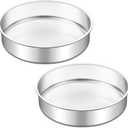TeamFar 9 Inch Cake Pan, Stainless Steel Round Layer Cake Baking Pans Tins for Birthday Wedding, Non-Toxic & Heavy-Duty, Mirror Finish & Leak Proof, Oven & Dishwasher Safe, Set of 2