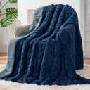 Sherpa Fleece Adult Weighted Blanket Great for Sleep, 15 lbs Dual Sided Soft Fuzzy Heavy Blankets for Couch Bed Sofa, Cozy Warm Fluffy Jacquard Throw for Winter (Navy Blue, 60" x 80", 15 Pounds)