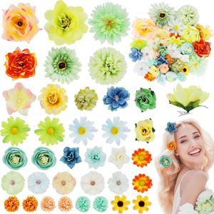 36 Pack Flower Hair Clips Rose Hair Accessories for Women Sage Green Boho Bride Flower Claw Clip Side Hair Clip Hairpin Brooch Pin Headpiece for Girls Wedding
