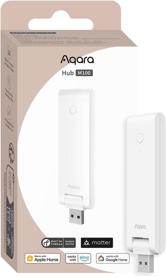 Aqara Smart Hub M100 for Home Automation, Matter Controller, Thread Border Router, Features Aqara Zigbee (Not Third-Party), Wi-Fi, Supports Amazon Alexa, Apple HomeKit, IFTTT, Home Assistant