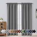 OVZME Grey Blackout Curtains for Bedroom 72 Inch Length 2 Panels Set, Solid Thermal Insulated Energy Saving Window Curtains for Living Room, Dual Rod Pocket Window Drapes, Grey, 2x40Wx72L Inches