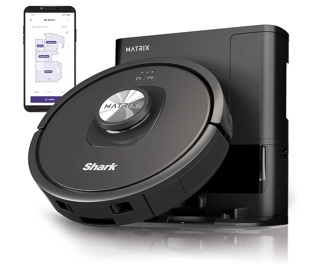 Shark RV2310AE Matrix Self-Emptying Robot Vacuum with Bagless, 45-Day Capacity, Self-Cleaning Brushroll for Pet Hair, No Spots Missed on Carpets & Hard Floors, Precision Home Mapping, Wi-Fi, Black