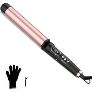 Curling Wand 1 1/2 Inch,Big Wand Curling Iron 1.5 inch Professional for Beach Wave,Clamp Free Curling Wand for Quick Styling.